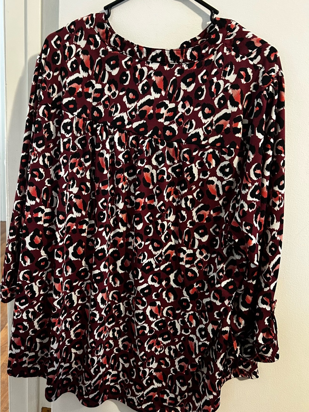 Wonderly Maroon Red and Black Leopard Print Top